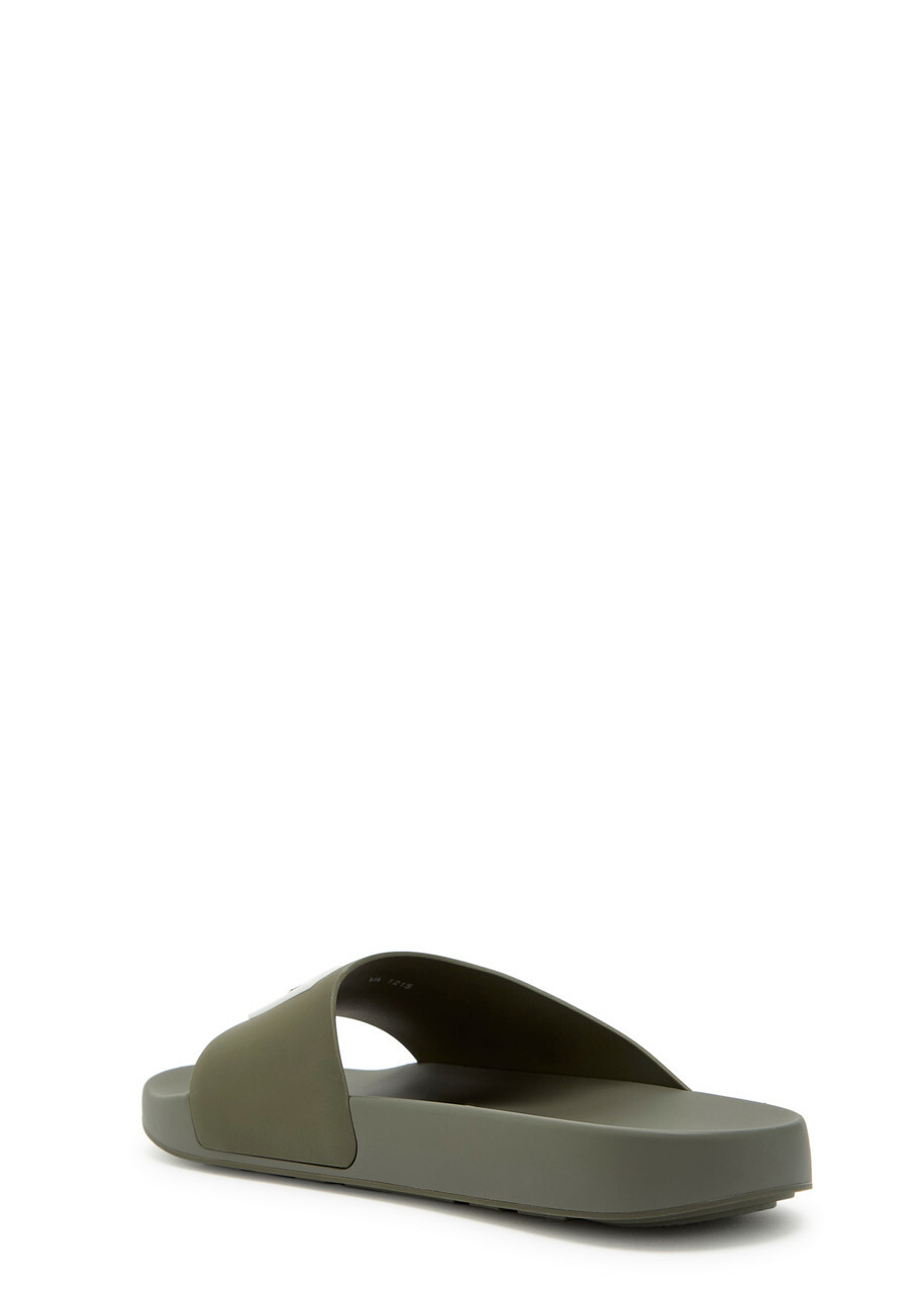 Givenchy Logo Rubber Sliders Khaki