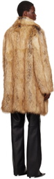 Recto Beige 70s Orchid Faux-Fur Coat