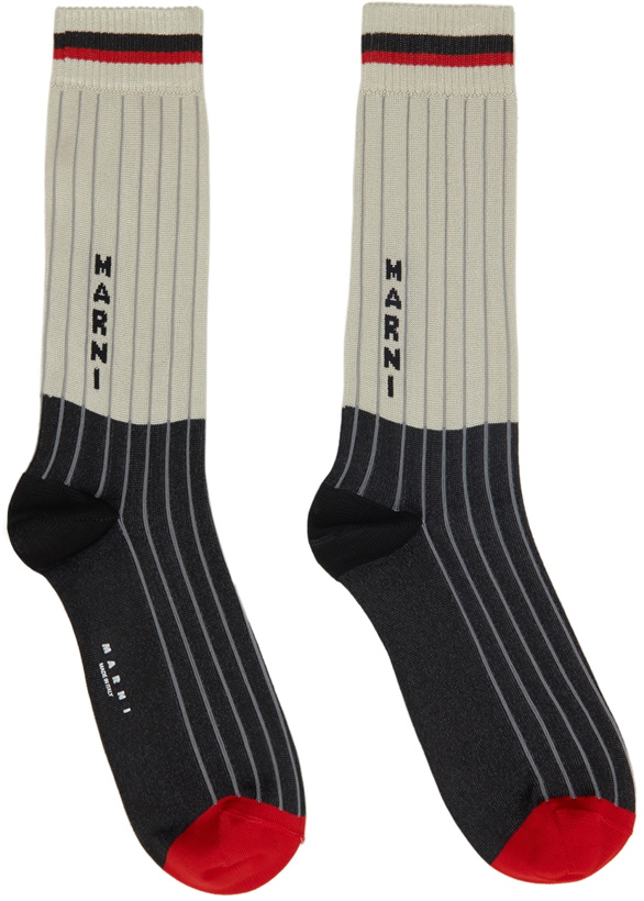 Photo: Marni Off-White & Black Viscose Socks