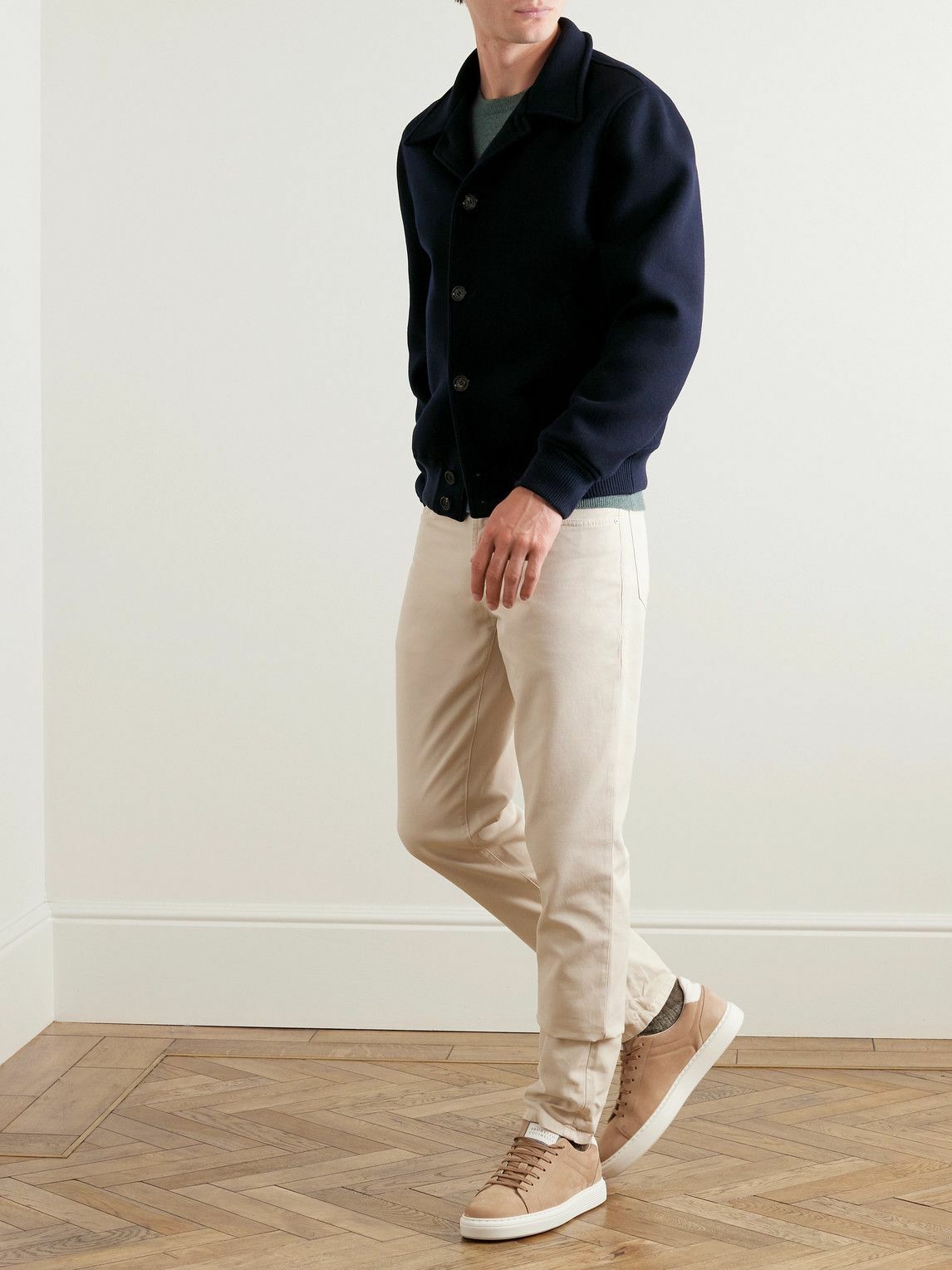 Brunello Cucinelli Blue Wool Jackets And Coat