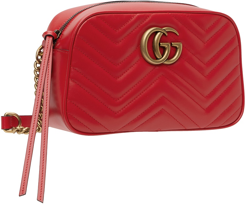 GG Marmont small shoulder bag in red leather | GUCCI® GR