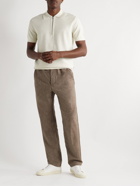 NN07 - Hansie Ribbed Cotton Half-Zip Polo Shirt - Neutrals
