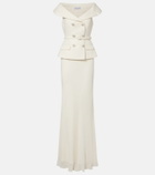 Self-Portrait Bouclé peplum and georgette gown