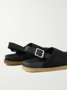 VINNY's - Leather-Trimmed Suede Mules - Black