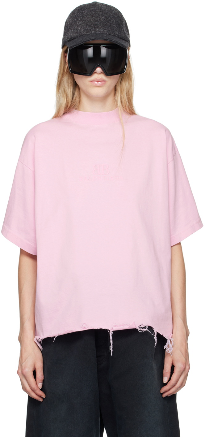 Balenciaga Pink 'BB' Classic T-Shirt Balenciaga
