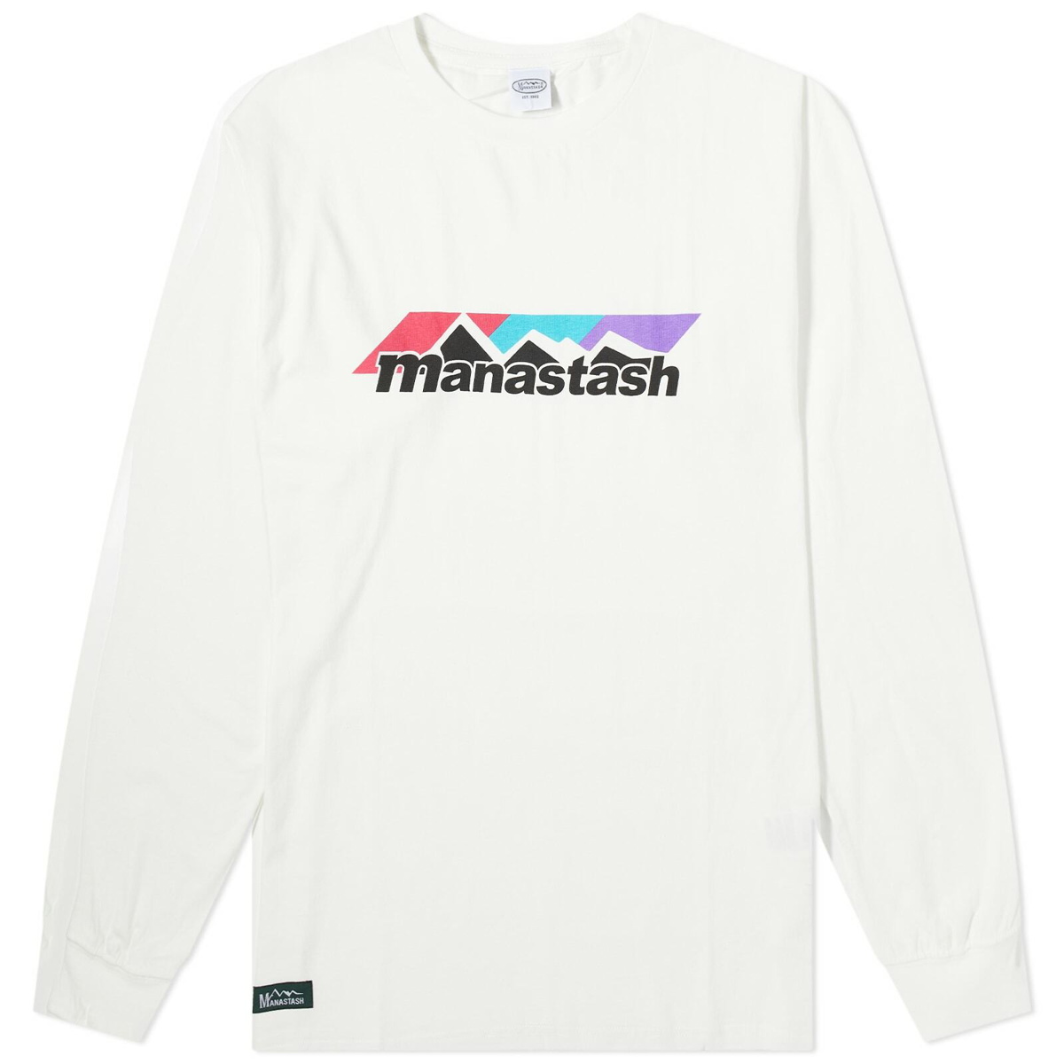 Photo: Manastash Men's Long Sleeve Scheme Logo T-Shirt in Off White