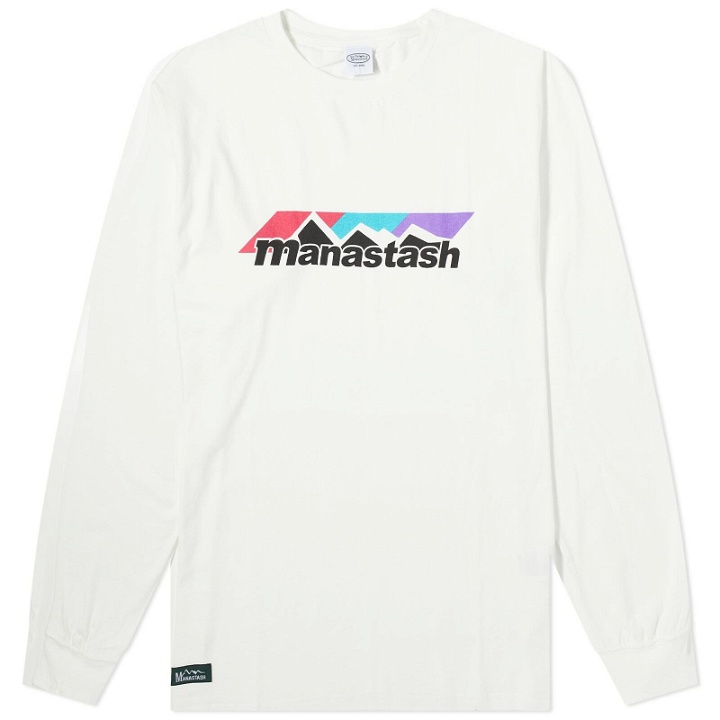 Photo: Manastash Men's Long Sleeve Scheme Logo T-Shirt in Off White