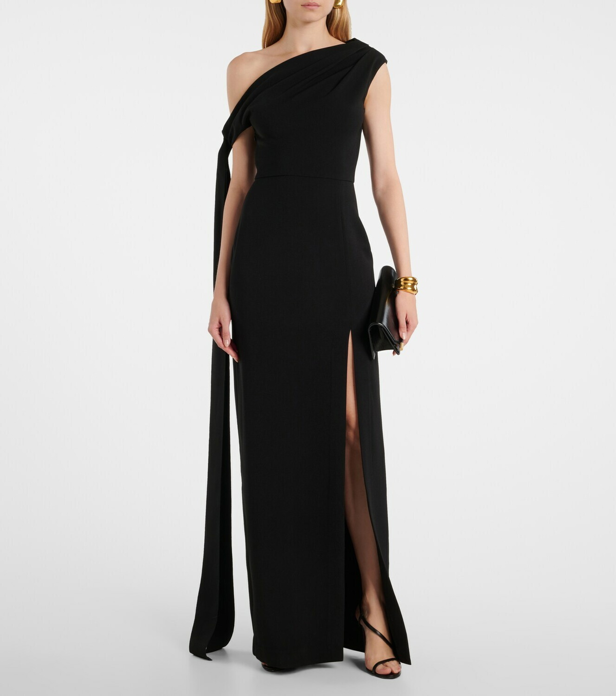 Solace London Irina scarf-detail crêpe gown