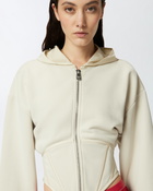 Pinko Bustier Sweatshirt With Hood And Zip Bone White