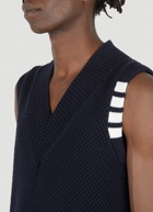 Striped V-neck Sleeveless Sweater in Black