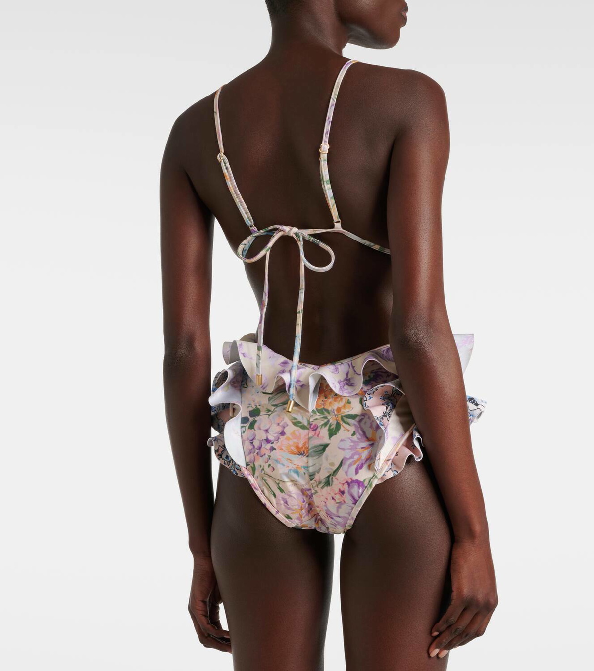 Zimmermann Halliday Waterfall Frill ruffled floral swimsuit