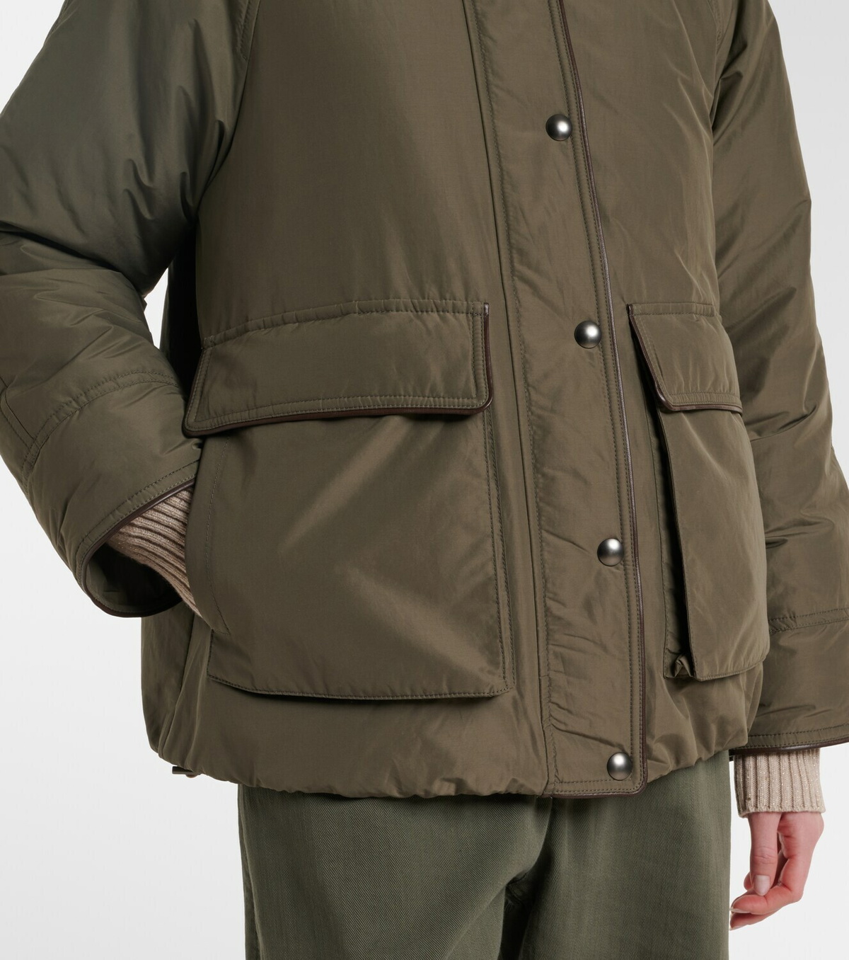 Brunello Cucinelli Shearling-trimmed cotton-blend jacket