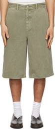 LE17SEPTEMBRE Green Garment-Dyed Denim Shorts