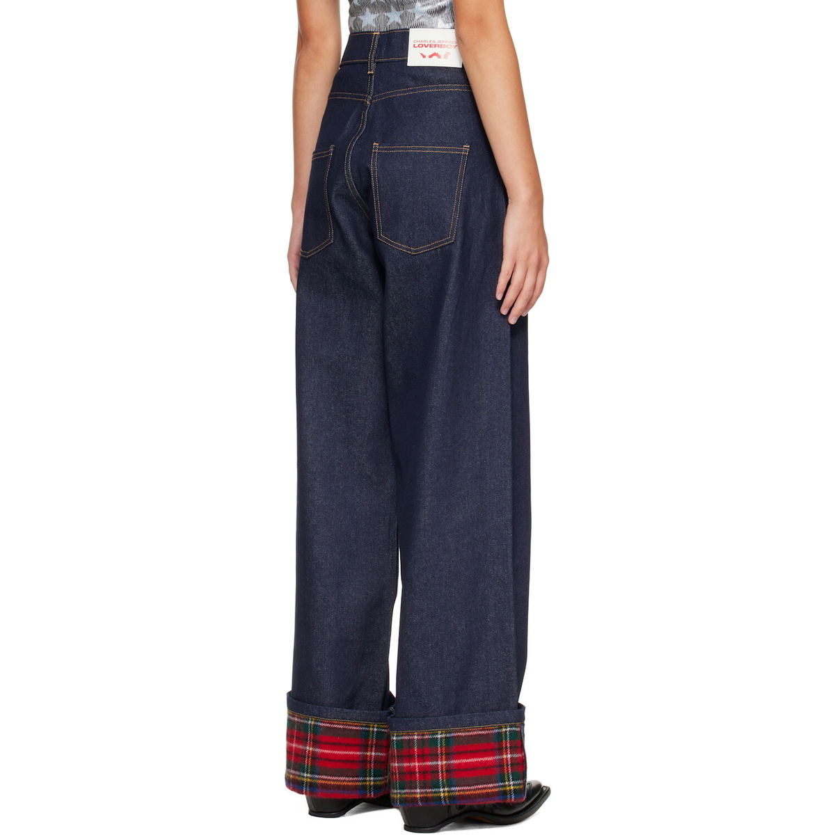 Charles Jeffrey LOVERBOY Navy Scarf Wide Jeans