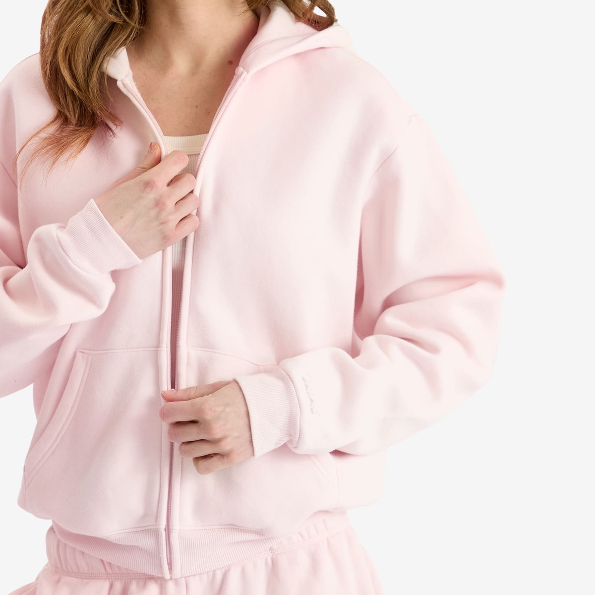 SKIMS Women's Cotton Fleece Classic Zip Up Hoodie in Barely