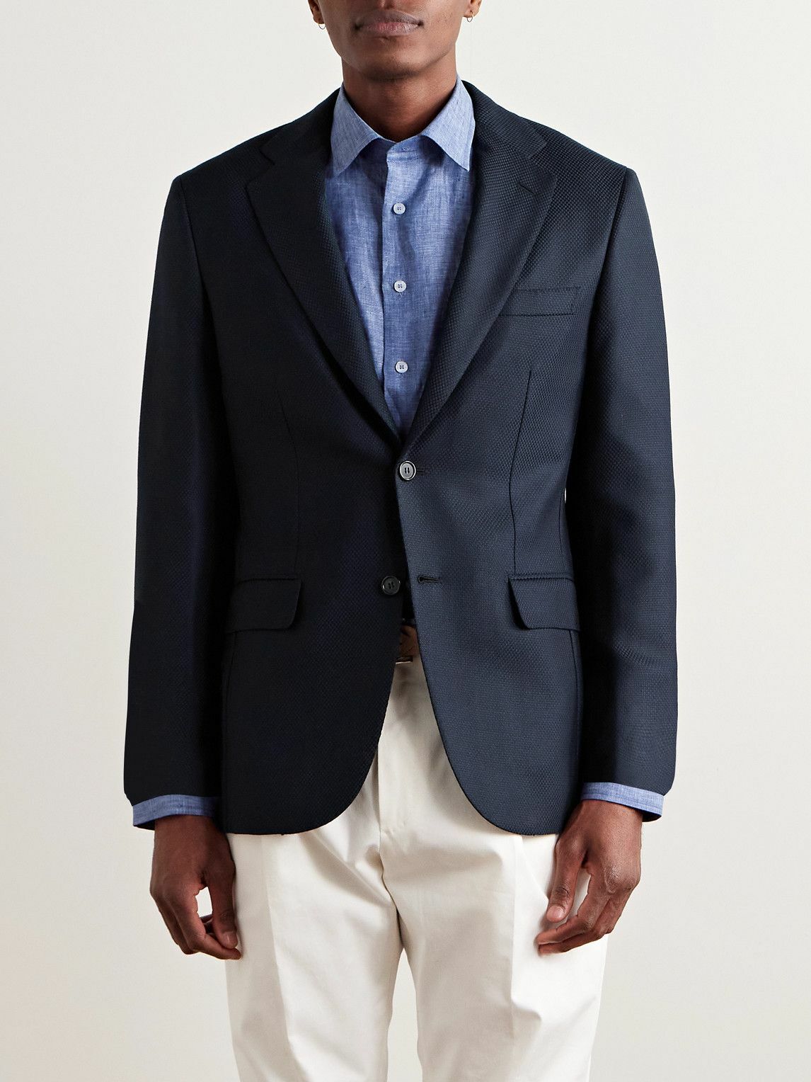 Brioni - Textured Wool and Cashmere-Blend Blazer - Blue