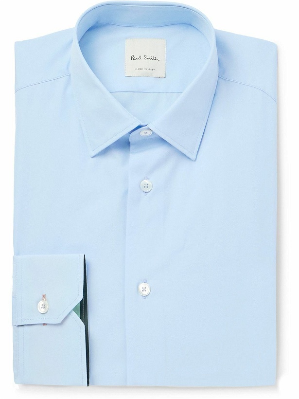 Photo: Paul Smith - Slim-Fit Cutaway-Collar Cotton-Poplin Shirt - Blue