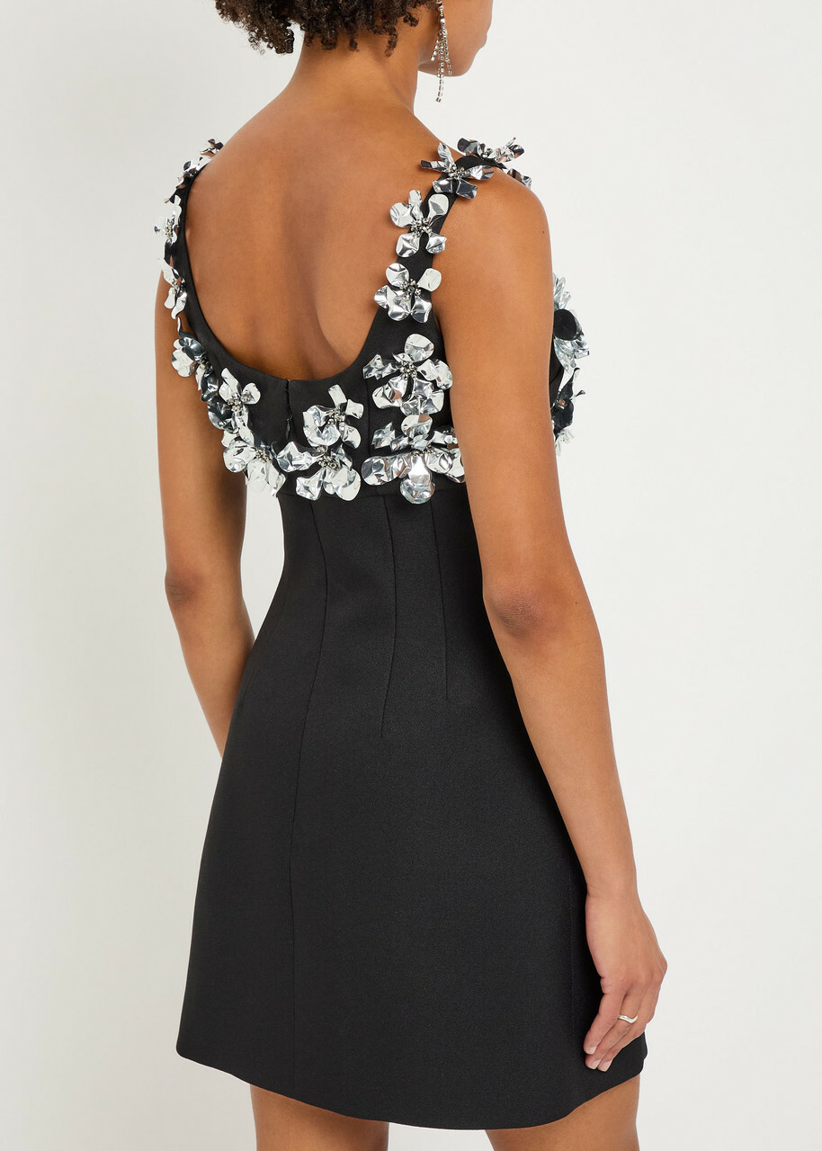 Emilia Wickstead Einna Embellished Crepe Mini Dress Black
