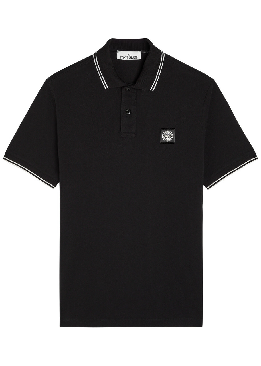 Stone Island Piqué Cotton Polo Shirt Black