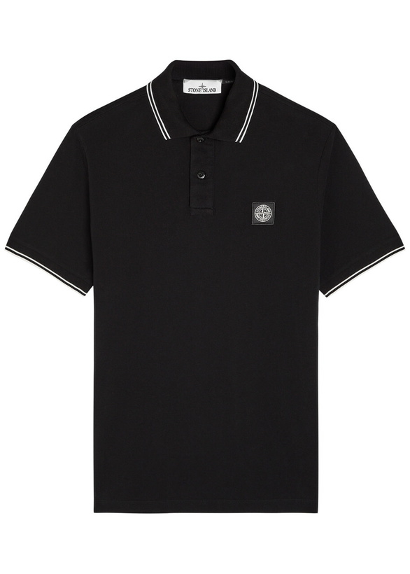 Photo: Stone Island Piqué Cotton Polo Shirt Black