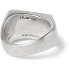 Balenciaga - Logo-Engraved Silver-Tone Signet Ring - Silver