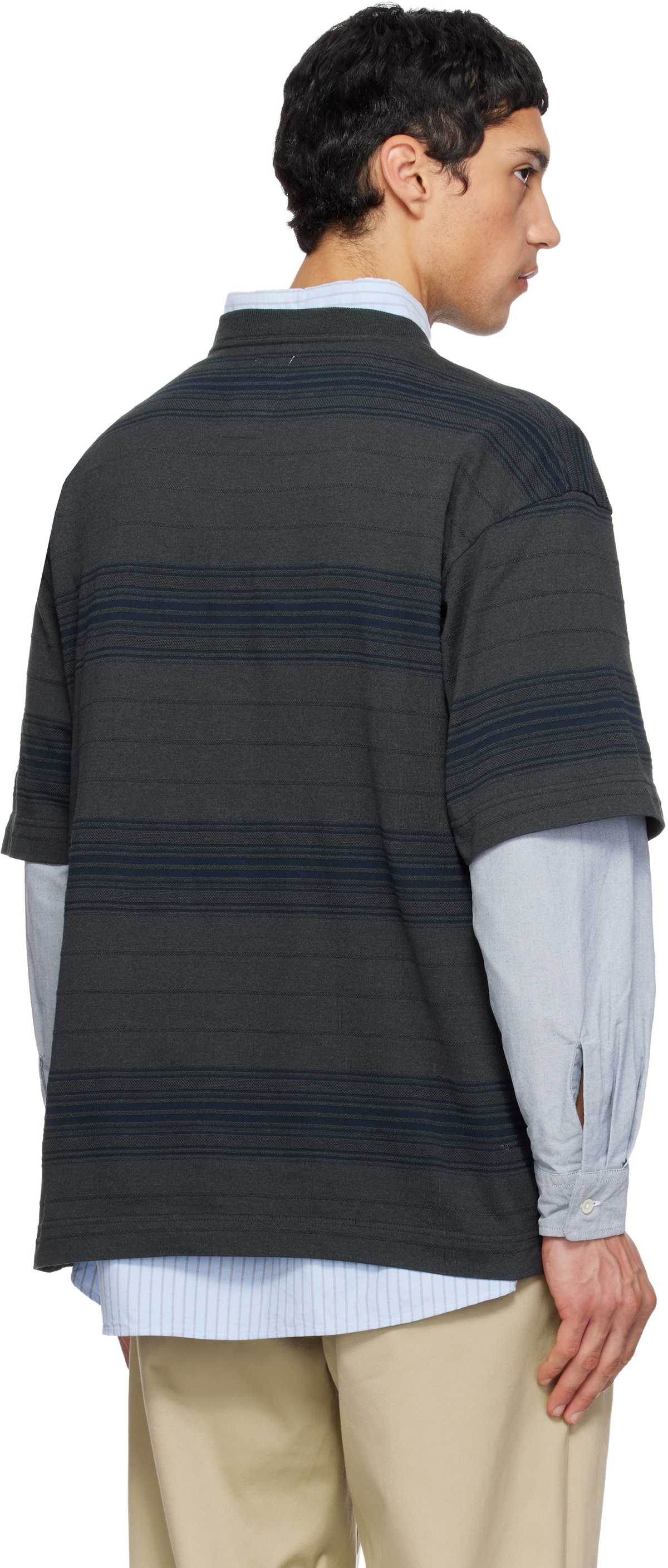 nanamica Gray Stripe T-shirt