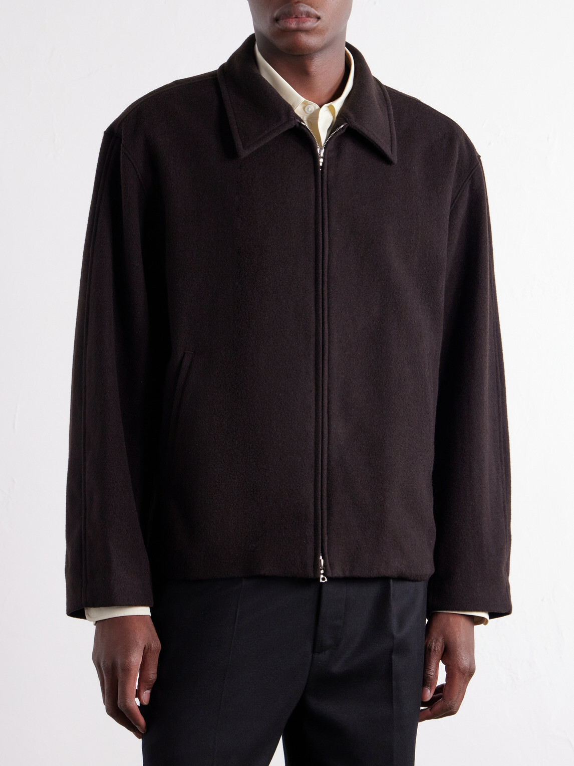 ssstein - Wool and Cashmere-Blend Felt Blouson Jacket - Brown