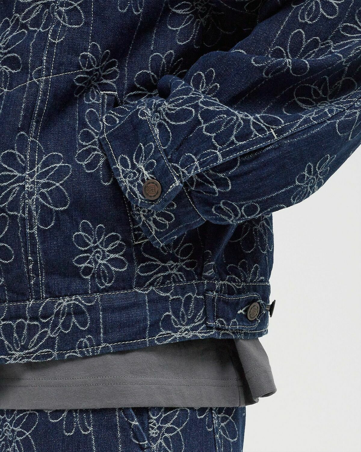 Honor The Gift FLOWER JACQUARD JACKET Blue Mens Denim Jacket