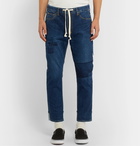 Remi Relief - Slim-Fit Tapered Patchwork Drawstring Denim Jeans - Blue