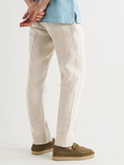 ERMENEGILDO ZEGNA - Garment-Dyed Linen Trousers - Neutrals
