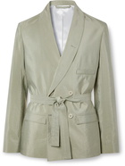 LEMAIRE - Shawl-Collar Belted Double-Breasted Virgin Wool-Blend Suit Jacket - Green - M