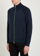 Boss Fine-knit Cotton and Wool-blend Cardigan Navy