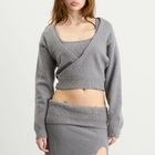 SKIMS Women's Textured Knit Crop Cardigan in Dark Heather Grey