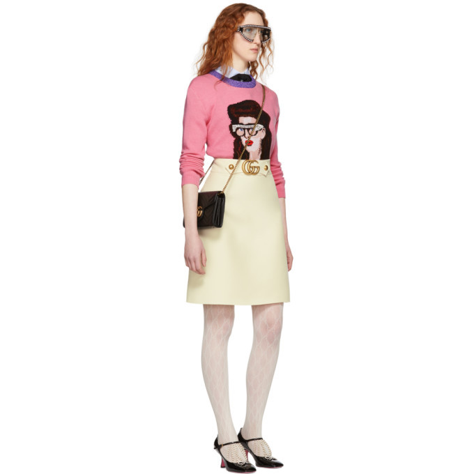 pink gucci sweater dress Gucci Love Parade Metallic-Trimmed Cotton-Blend Mini Dress - Pink