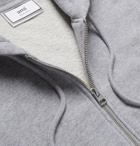 AMI - Logo-Appliquéd Loopback Cotton-Jersey Zip-Up Hoodie - Gray