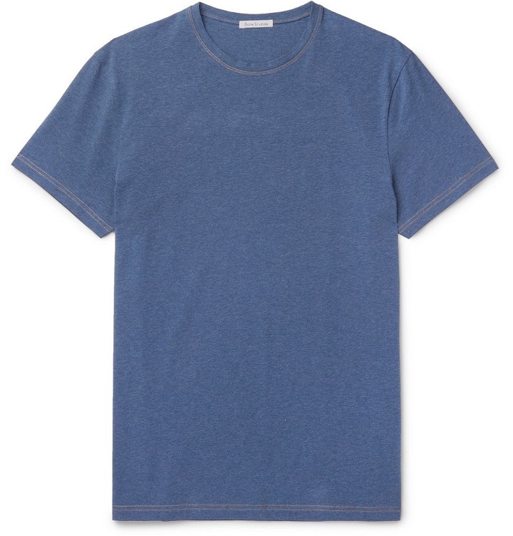 Photo: Acne Studios - Edvin Mélange Stretch-Cotton Jersey T-Shirt - Men - Blue