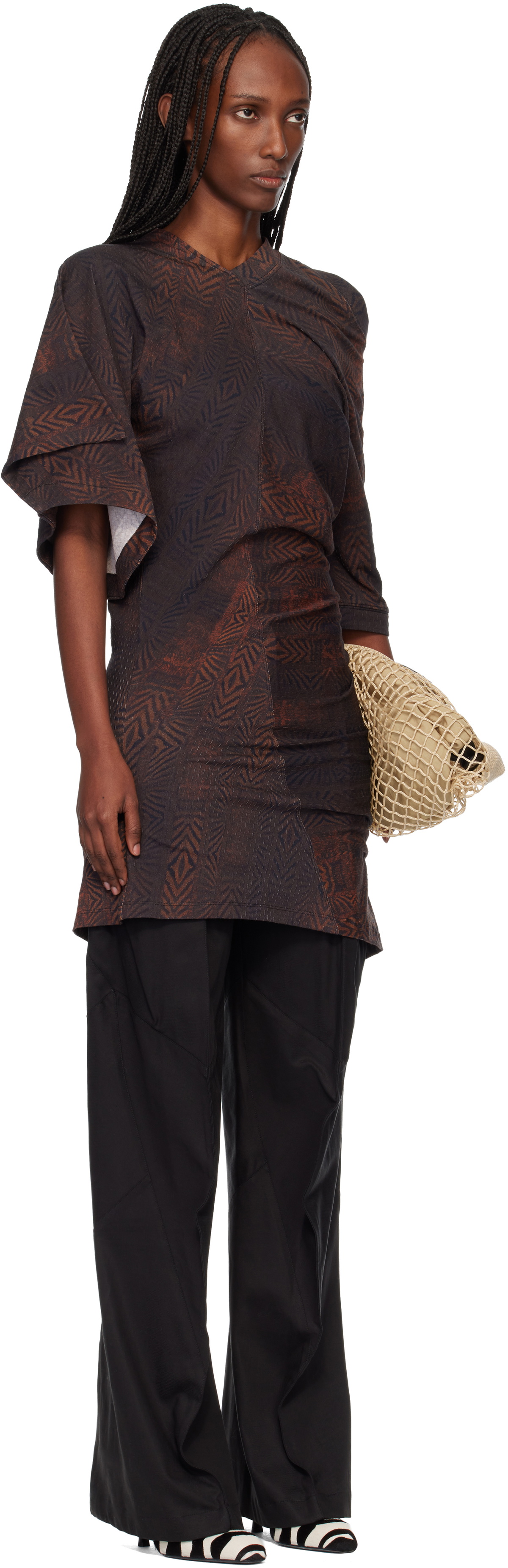 Kiko Kostadinov Brown Florella Midi Dress