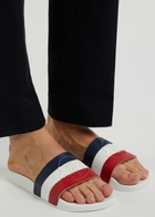 Moncler Basile Striped Rubber Sliders White
