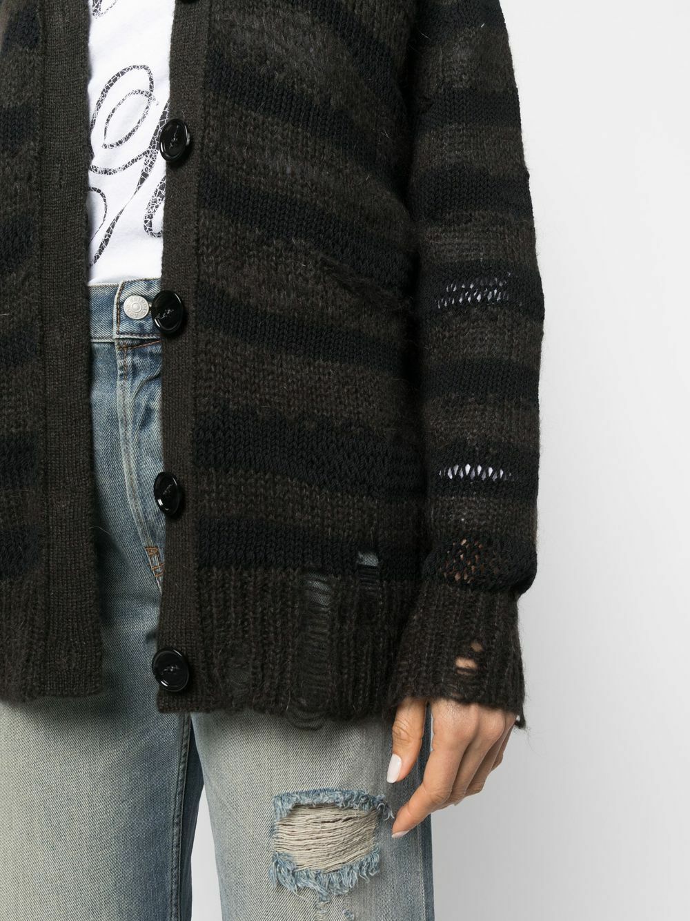 Wool Blend Striped Cardigan