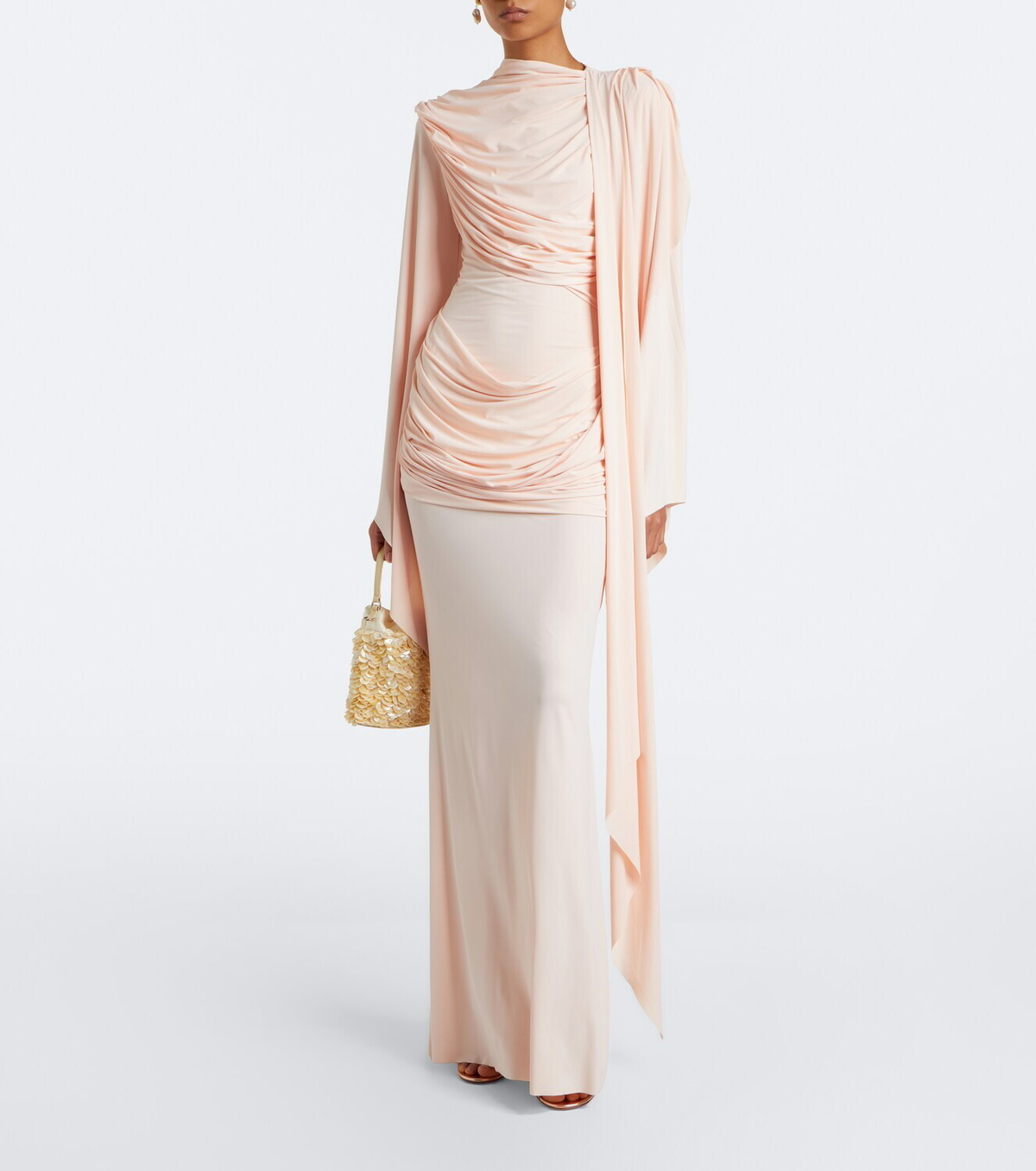 De La Vali Perisa draped caped jersey maxi dress