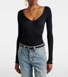 Saint Laurent Ribbed-knit silk top