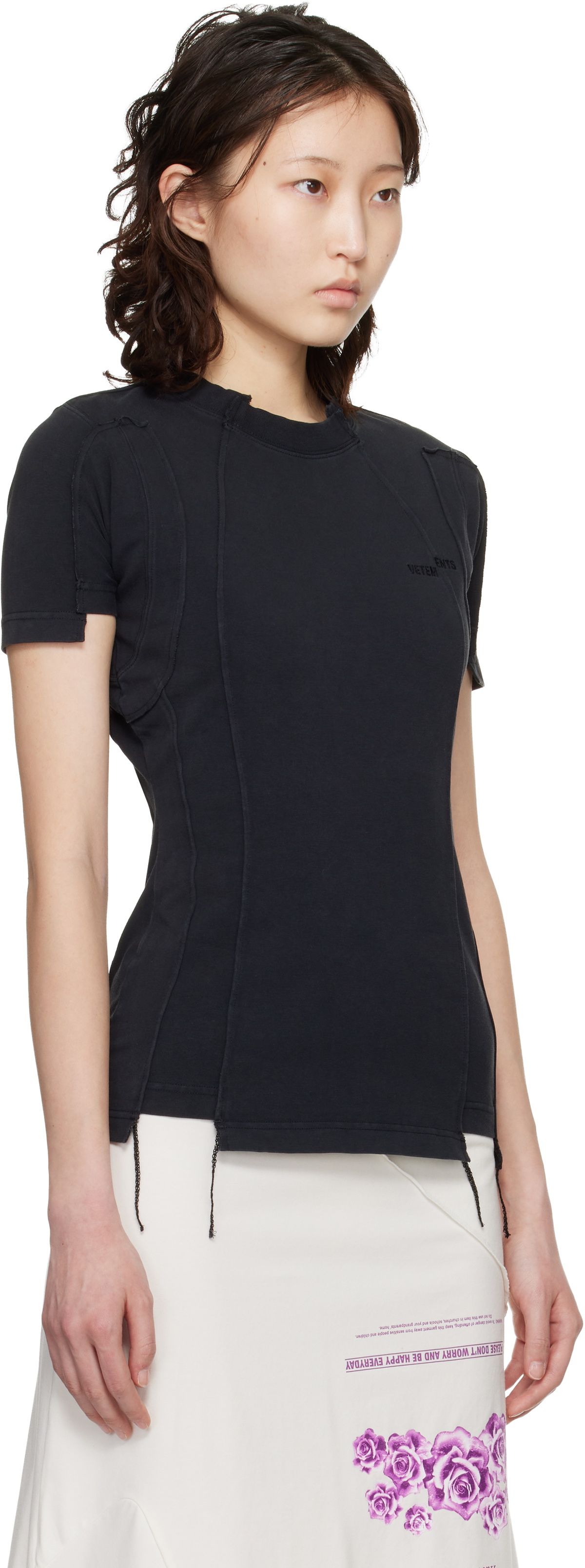 VETEMENTS Black Cut-Up Baby T-shirt