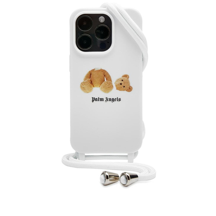 Photo: Palm Angels Men's Bear iPhone 14 Pro Case in White/Brown