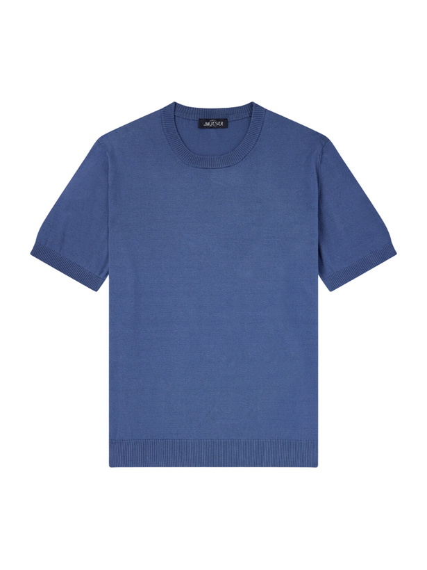 Photo: J MUESER - Knitted Cotton T-Shirt - Blue