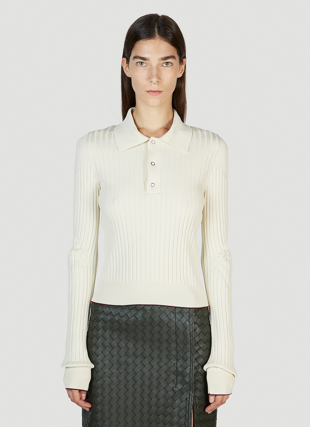 Bottega Veneta Ribbed Polo Sweater Bottega Veneta