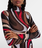 Pucci Printed tulle-trimmed jersey maxi dress