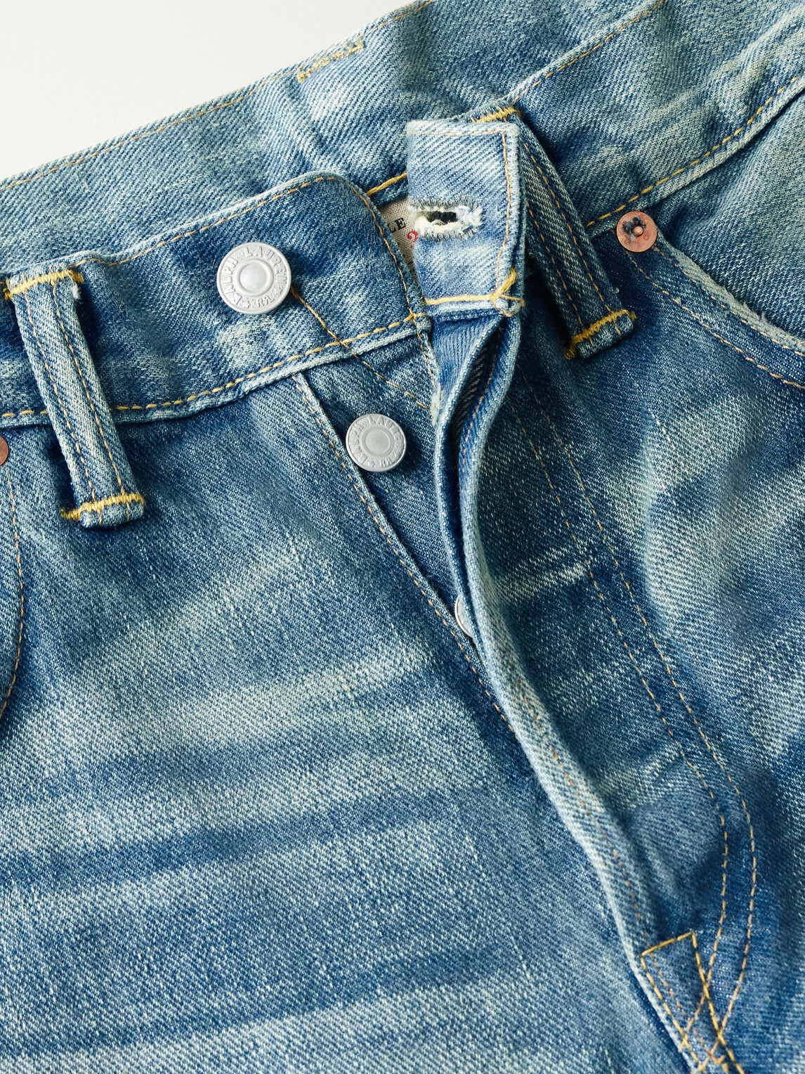 RRL - Distressed Slim-Fit Jeans - Blue