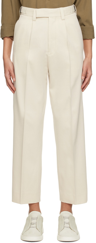 Photo: ZEGNA Off-White Double Pleats Trousers