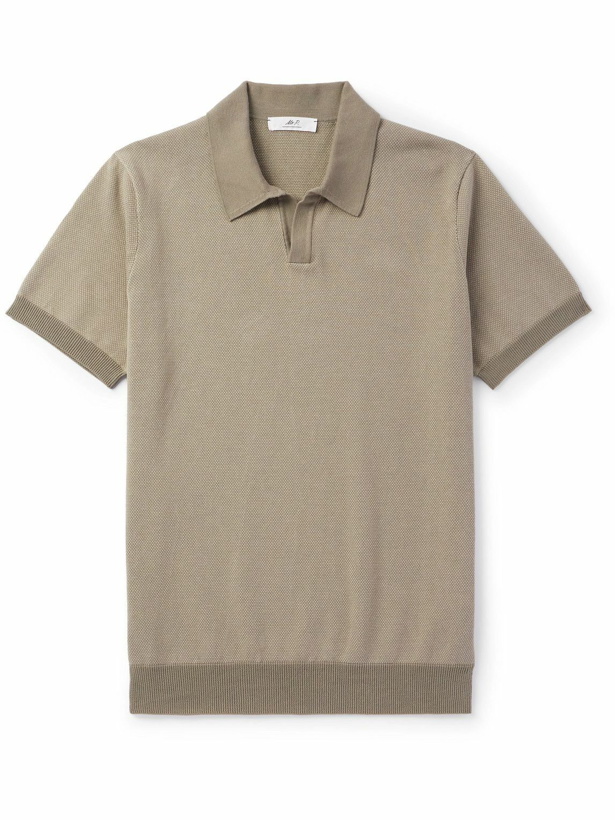 Photo: Mr P. - Honeycomb-Knit Cotton Polo Shirt - Neutrals