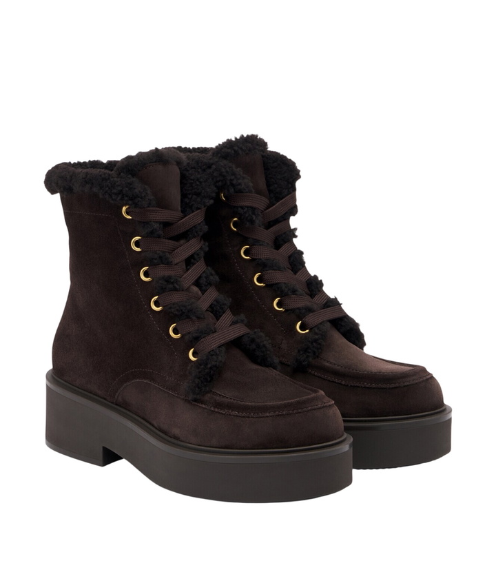 Photo: Gianvito Rossi Shearling-lined suede lace-up boots